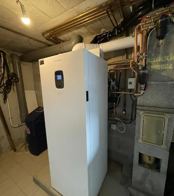 Remplacement de chaudière par une pompe à chaleur hybride gaz Atlantic et installation d’un adoucisseur BWT