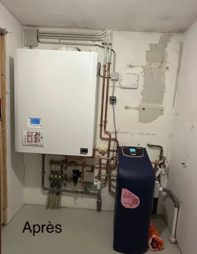 Image de chaudière remplacée et adoucisseur posé